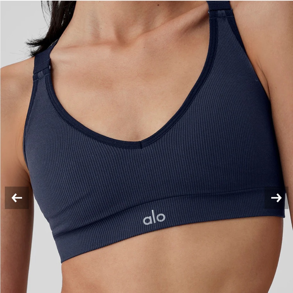 ALO Yoga Navy Racerback Ribbed Bra